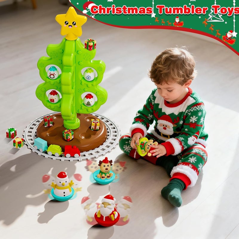 Surelect Store My First Christmas Tree for Toddlers, Montessori Christmas Decoration Toy with Ornaments, Mini Train Set, Roly Poly Toys, Finger Puppets, Birthday Xmas Gifts for Little Kids Boys and Girls - Image 4